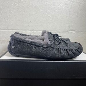 UGG Australia Dakota 1100178 Shearling Moccasin Slipper Black Glitter Womens‎ 11